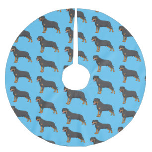 Rottweiler Hunde Cartoon Illustration Polyester Weihnachtsbaumdecke