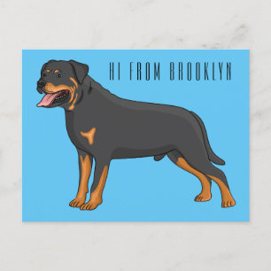 Rottweiler Hunde Cartoon Illustration Postkarte