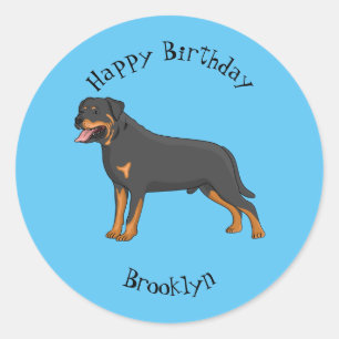 Rottweiler Hunde Cartoon Illustration Runder Aufkleber