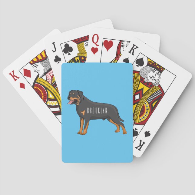 Rottweiler Hunde Cartoon Illustration Spielkarten (Rückseite)