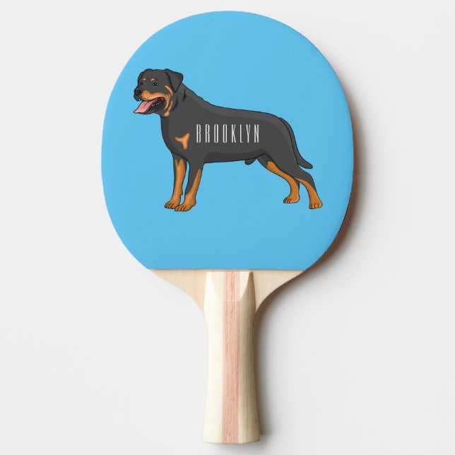 Rottweiler Hunde Cartoon Illustration Tischtennis Schläger (Vorderseite)