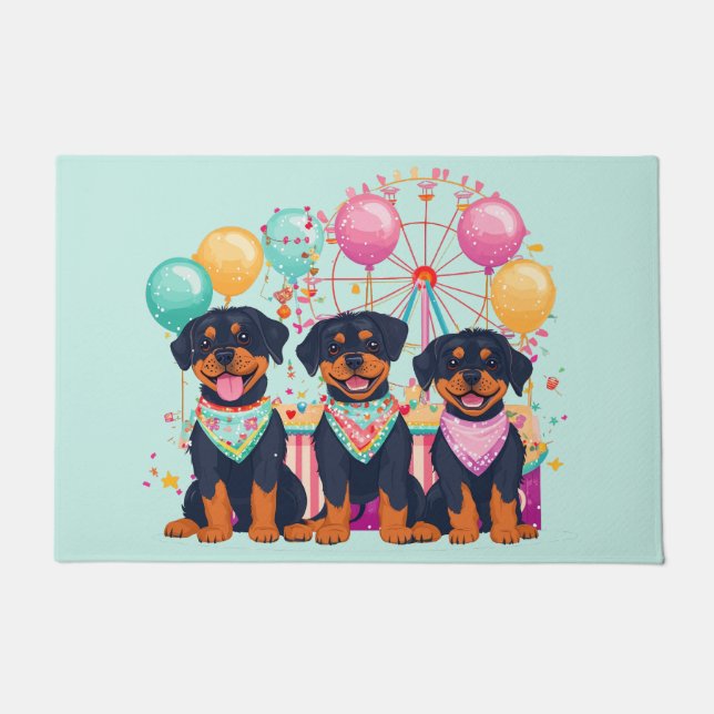 Rottweiler Hunde im Karneval Fußmatte (Vorderseite)