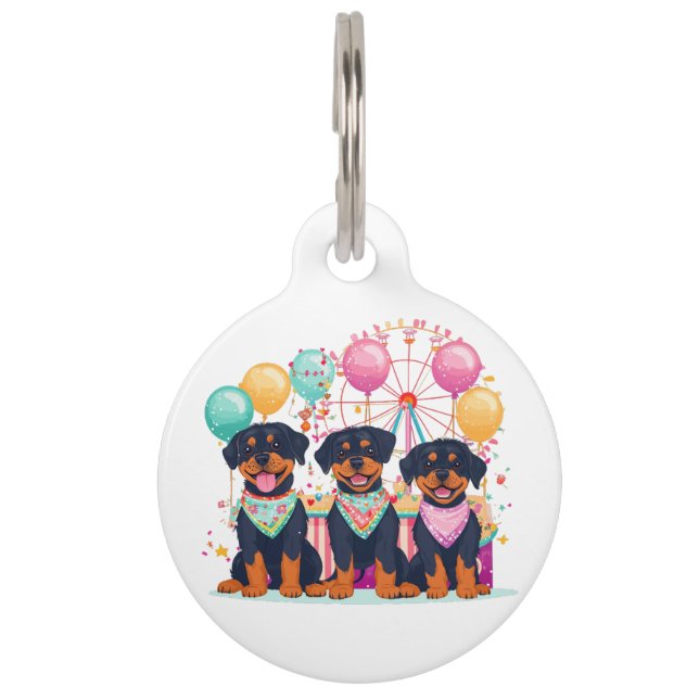 Rottweiler Hunde im Karneval Haustiermarke (Vorderseite)