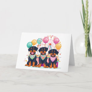 Rottweiler Hunde im Karneval Karte