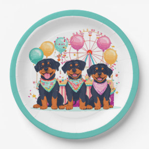 Rottweiler Hunde im Karneval Pappteller