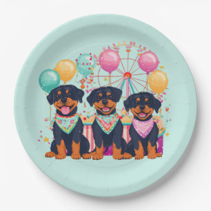 Rottweiler Hunde im Karneval Pappteller