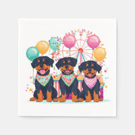 Rottweiler Hunde im Karneval Serviette