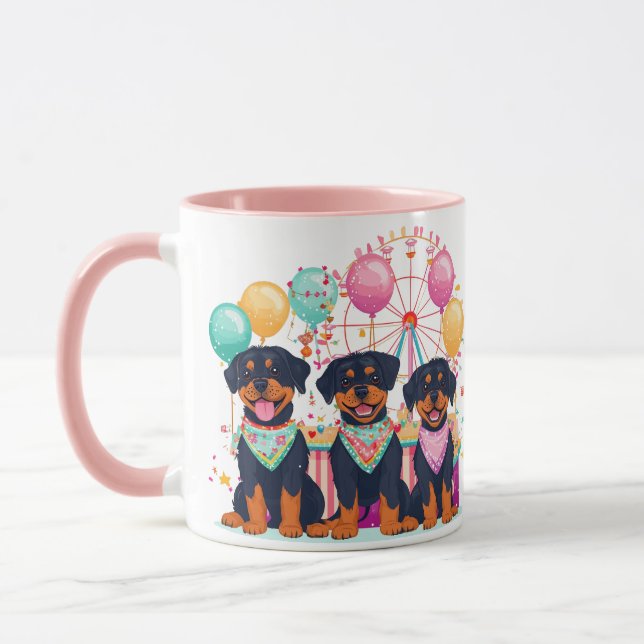 Rottweiler Hunde im Karneval Tasse (Links)