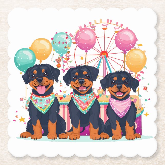 Rottweiler Hunde im Karneval Untersetzer (Vorderseite)