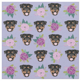 Rottweiler Hunde lila Blumenbeete Stoff