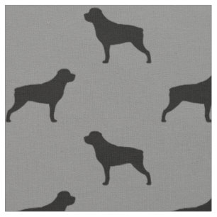 Rottweiler Hunde Rasse Silhouetten Grau und Schwar Stoff