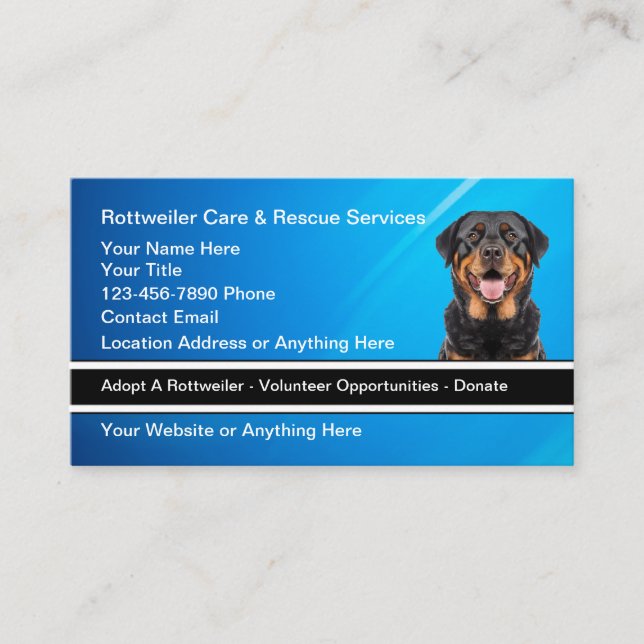 Rottweiler Hunde-Rassenrettungsdienste Visitenkarte (Vorderseite)