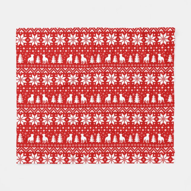 Rottweiler Hunde Silhouetten Niedlich Weihnachtsfe Fleecedecke (Vorderseite (Horizontal))