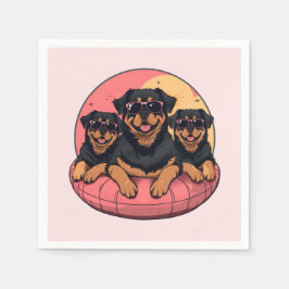 Rottweiler Hunde Sommer Pool Flolows Serviette