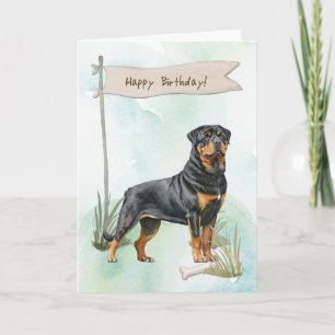 Rottweiler Hunde züchten unter Geburtstagszeichen  Karte
