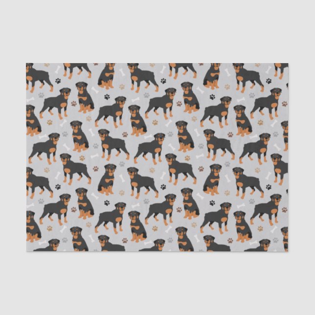 Rottweiler-Hundebeinen und Pfotenpapier Seidenpapier (Vorderseite)