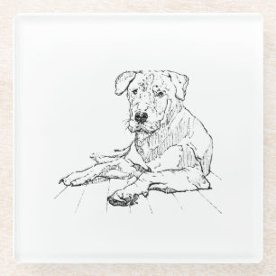 Rottweiler-Hundefan-Minimalist-Illustration Glasuntersetzer