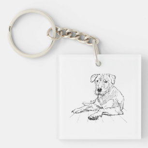 Rottweiler-Hundefan-Minimalist-Illustration Schlüsselanhänger