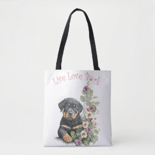 Rottweiler-Hundemama Blumenmuster Tasche
