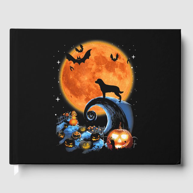 Rottweiler-Hundemünder Kürbishalloween Kostümgesch Gästebuch (Vorderseite)