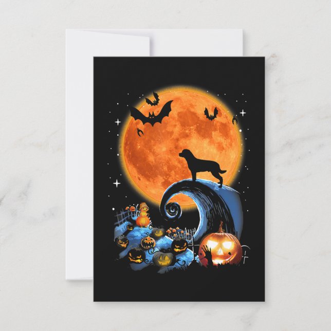 Rottweiler-Hundemünder Kürbishalloween Kostümgesch RSVP Karte (Vorderseite)