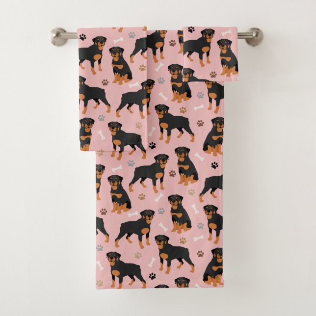 Rottweiler Hundenknochen und Pfoten Badetuch Set (Insitu)