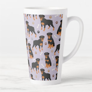 Rottweiler Hundenknochen und Pfoten Latte Tasse