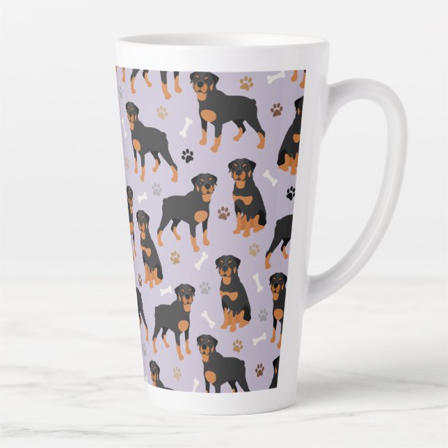 Rottweiler Hundenknochen und Pfoten Latte Tasse (Rechts)