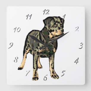 Rottweiler Hundequadratuhr Quadratische Wanduhr