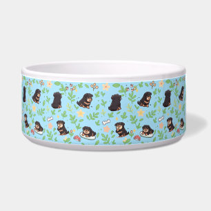 Rottweiler-Hundeschüssel Pastell Frühling Florales Napf