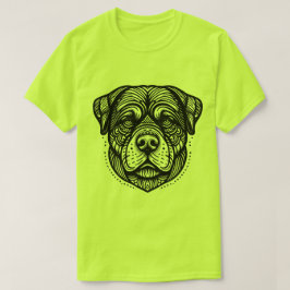 Rottweiler-Hundgesicht - Schwarze Linienkunst T-Shirt