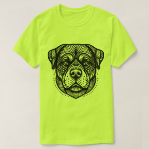 Rottweiler-Hundgesicht - Schwarze Linienkunst T-Shirt