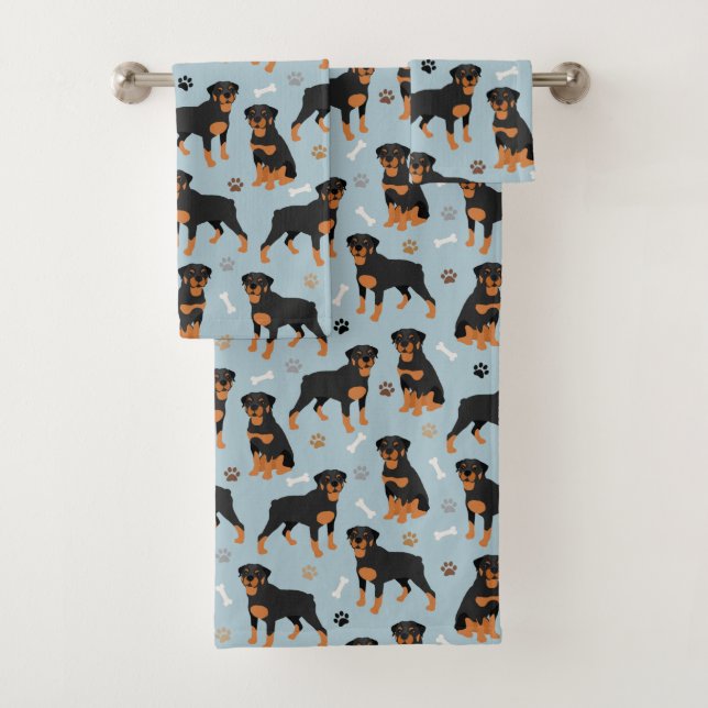 Rottweiler Hundknochen und Paws Badhandtuch Set (Insitu)