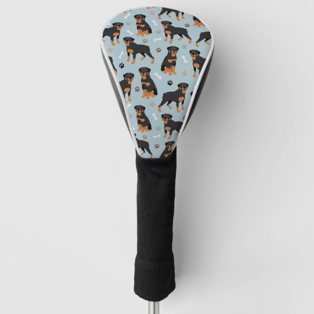 Rottweiler Hundknochen und Paws Golf Headcover (Vorderseite)