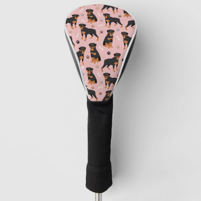Rottweiler Hundknochen und Paws Golf Headcover (Vorderseite)