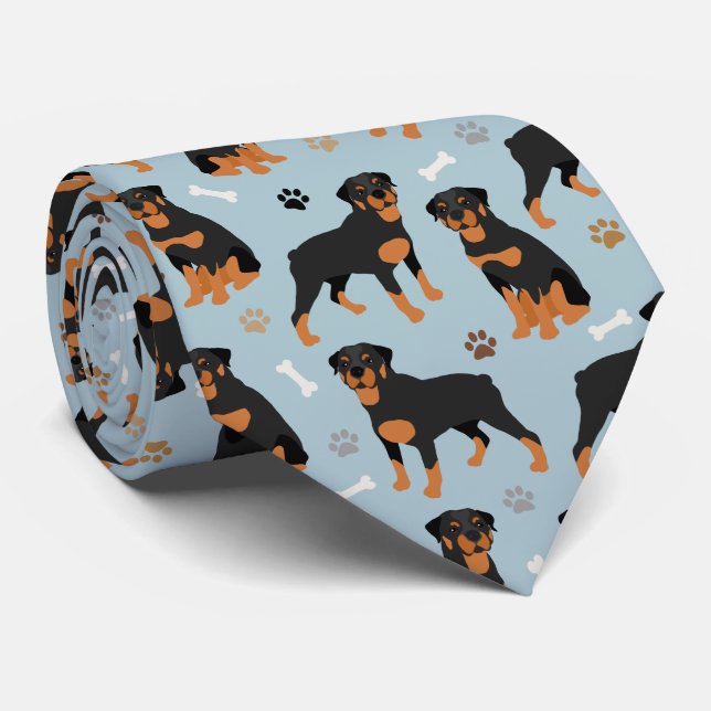 Rottweiler Hundknochen und Paws Krawatte (Gerollt)