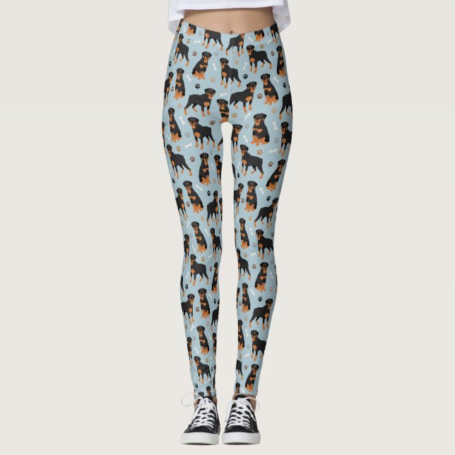 Rottweiler Hundknochen und Paws Leggings (Vorderseite)