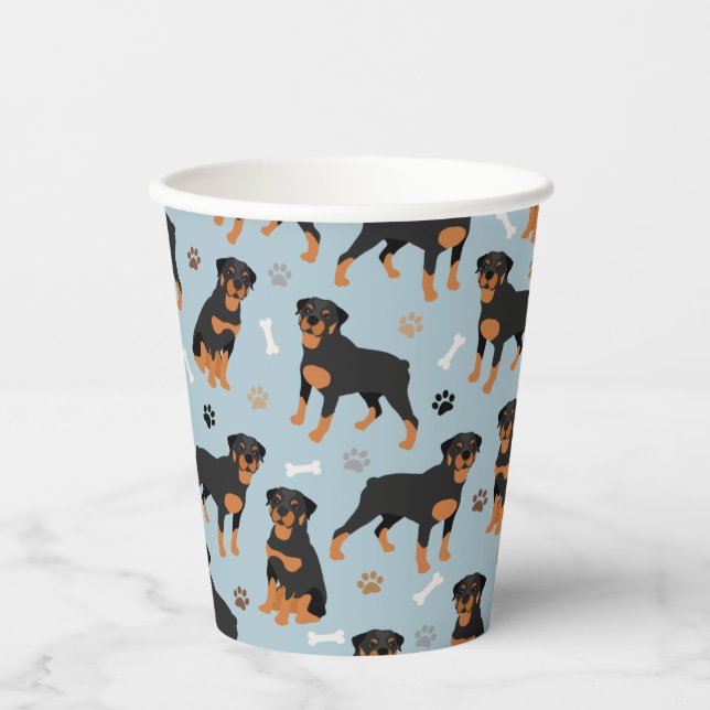 Rottweiler Hundknochen und Paws Pappbecher (Vorderseite)