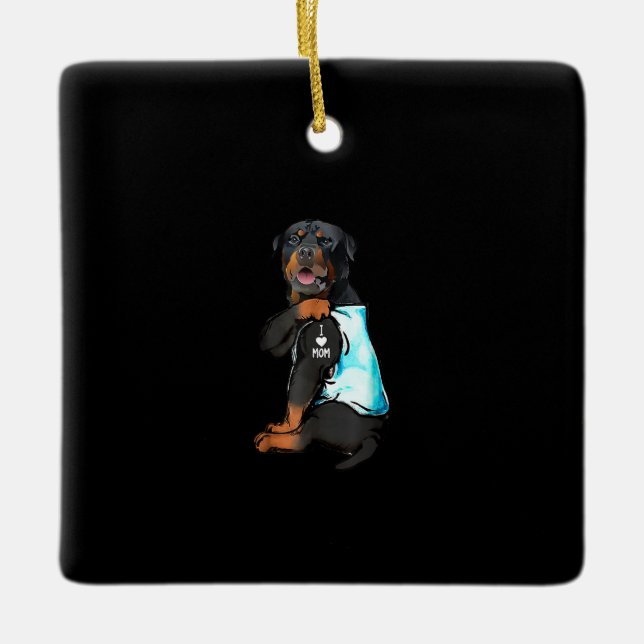 Rottweiler I Liebe Mama Tattoo Keramikornament (Vorderseite)