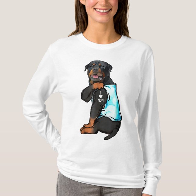 Rottweiler I Liebe Mama Tattoo T-Shirt (Vorderseite)