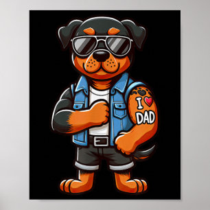 Rottweiler I Liebe Vater Funny Dog Tattoo Poster