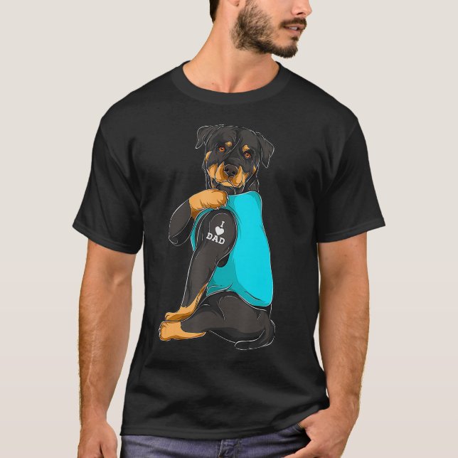 Rottweiler I Liebe Vater Tattoo Apparel Dog Vater T-Shirt (Vorderseite)