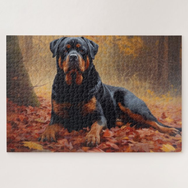 Rottweiler im Herbst Leaves Fall Inspiriert (Horizontal)