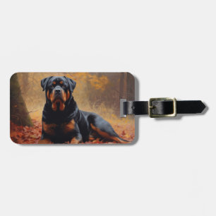 Rottweiler im Herbst Leaves Fall Inspiriert Gepäckanhänger