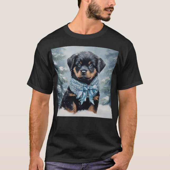 Rottweiler im Winter T-Shirt (Vorderseite)