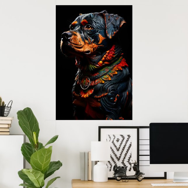 Rottweiler in der zeremoniellen Kleidung des Krieg Poster (Heimbüro)