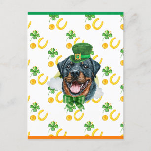 Rottweiler Kleeblatt St. Patricks Day Feiertagspostkarte