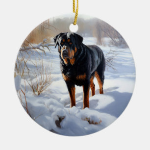 Rottweiler Lass es schneien Weihnachten Keramik Ornament