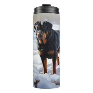 Rottweiler Lass es schneien Weihnachten Thermosbecher