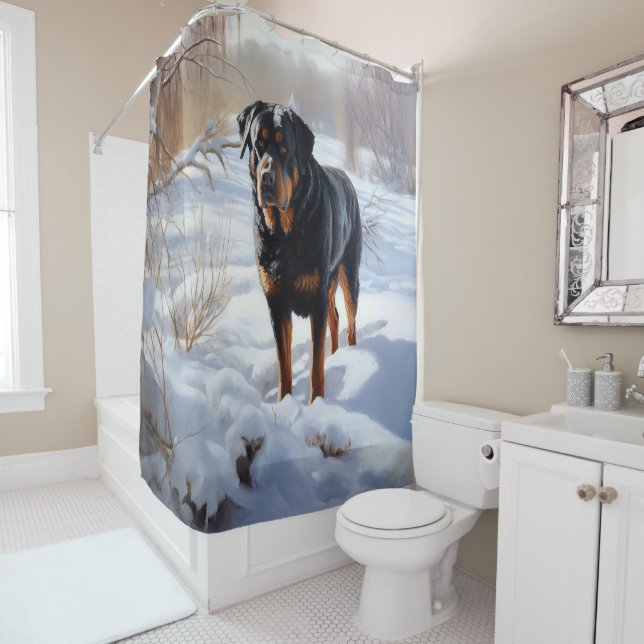 Rottweiler lässt es Weihnachten schneien Duschvorhang (Beispiel)